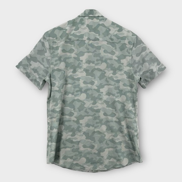 Vince Camuto Shirt Mens Medium Camouflage Button Up Green Polyester Stretch - Picture 2 of 6